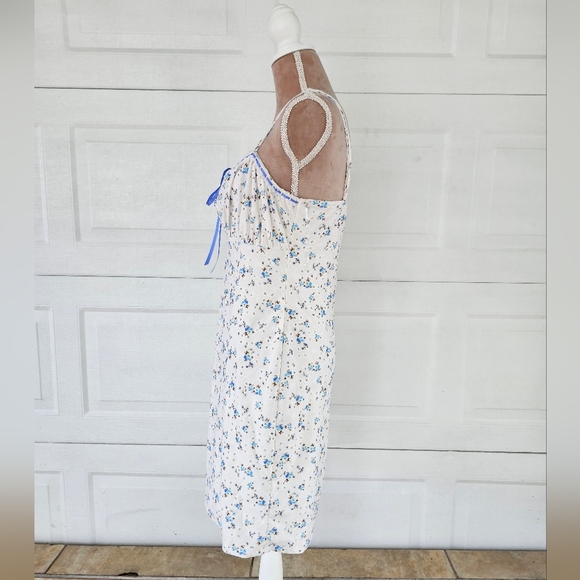 Heart & Heels Woman's Blue Floral Eyelet Midi Dress Cottagecore Summer Bow XL - Picture 5 of 12